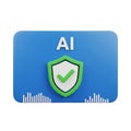AI Security Shield with Checkmark and Sound Wave Graphics on a Blue Rectangular Panel artificial intelligence Royalty Free Stock Photo