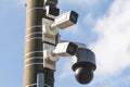 AI security surveillance cameras in city Royalty Free Stock Photo