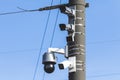 AI security surveillance cameras in city Royalty Free Stock Photo