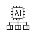 AI segmentation, icon in line design. AI, segmentation, analysis, automation, data, classification, recognition on white