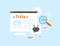 AI SEO Title Generator concept. AI-powered generator for website title, headlines based on content and top-ranking