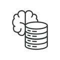 AI Server Brain Neural Network, icon in line design. AI, server, brain, neural, network, intelligence, computing on Royalty Free Stock Photo