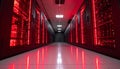 AI Server Rack Glowing exact color in Data Center Room. AI themed Background. Generated Image Royalty Free Stock Photo