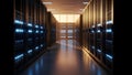 AI Server Room Data Center With Blue LED Lights, Technology Modern Rack Computing Royalty Free Stock Photo