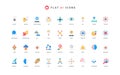 AI services for data analysis and statistics, solving problems of science color icon set Royalty Free Stock Photo