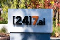 24 7.ai sign headquarters of customer experience software and services company. - San Jose, California, USA - 2020