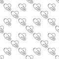 AI sign with Heart vector Artificial Intelligence thin line seamless pattern Royalty Free Stock Photo