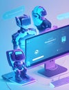 AI smart Chatbot robot working and chatting in computer with the future technology in work place ai assistant in customer support