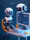 AI smart Chatbot robot working and chatting in computer with the future technology in work place ai assistant in customer support