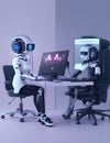 AI smart Chatbot robot working and chatting in computer with the future technology in work place ai assistant in customer support
