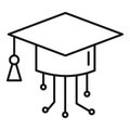 Ai smart graduate hat icon, outline style