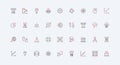 AI and software for data analytics automation, smart models visualization line icon set Royalty Free Stock Photo
