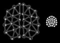 AI Structure Icon - Wireframe Mesh with Glare Spots Royalty Free Stock Photo
