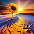 AI sunflower on the desert