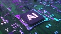 AI Symbol. CPU Processor starting Artificial Intelligence digitalization of data information processing. Central Computer Royalty Free Stock Photo