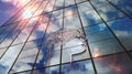 AI symbol glass skyscraper with mirrored sky