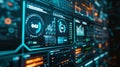 AI system interface analyzing complex data. Making autonomous decisions for smart actions. Advanced AI interface for complex data