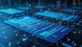 AI tech analyzes unstructured documents. ML algorithms extract data. Digital interface displays code. Modern tech solution for Royalty Free Stock Photo