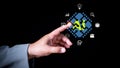 Ai tech, businessman show virtual graphic Global Internet connect AI, Artificial Intelligence. Using command prompt