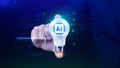 Ai tech, Businessman using virtual graphic Global Internet connect Chatgpt Chat with AI, Artificial Intelligence, using command