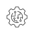 AI tech icon in flat style. Digital transformation vector illustration on isolated background. Cogwheel framework sign business Royalty Free Stock Photo