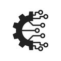AI tech icon in flat style. Digital transformation vector illustration on isolated background. Cogwheel framework sign business Royalty Free Stock Photo