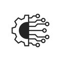 AI tech icon in flat style. Digital transformation vector illustration on isolated background. Cogwheel framework sign business Royalty Free Stock Photo