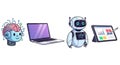 AI Technologies and Devices: Smart Brain, Laptop, Robot and Tablet Displayed Royalty Free Stock Photo