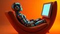 Ai technology. Artificial Intelligence. Humanoid Robot use AI tools for generate images, write code, writer bot, translate,