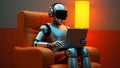 Ai technology. Artificial Intelligence. Humanoid Robot use AI tools for generate images, write code, writer bot, translate,