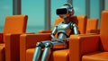 Ai technology. Artificial Intelligence. Humanoid Robot use AI tools for generate images, write code, writer bot, translate, Royalty Free Stock Photo