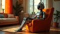 Ai technology. Artificial Intelligence. Humanoid Robot use AI tools for generate images, write code, writer bot, translate,