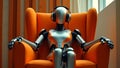 Ai technology. Artificial Intelligence. Humanoid Robot use AI tools for generate images, write code, writer bot, translate, Royalty Free Stock Photo