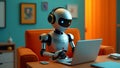 Ai technology. Artificial Intelligence. Humanoid Robot use AI tools for generate images, write code, writer bot, translate, Royalty Free Stock Photo