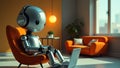 Ai technology. Artificial Intelligence. Humanoid Robot use AI tools for generate images, write code, writer bot, translate, Royalty Free Stock Photo