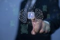 Ai technology, Artificial Intelligence. man using technology smart robot AI. Database and process automation to manage files,