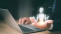 Ai technology, Artificial Intelligence. man using technology smart robot AI, artificial intelligence by enter command prompt Royalty Free Stock Photo