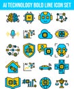 AI Technology Bold Line Icon Set 20 Artificial Intelligence Outline Vector Collection Royalty Free Stock Photo