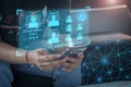 Ai technology. Business using network connection technology, chat data, artificial intelligence by enter information command Royalty Free Stock Photo