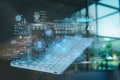 Ai technology. Business using network connection technology, share data, artificial intelligence by enter information command Royalty Free Stock Photo
