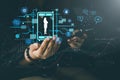 Ai technology. Business using network connection technology, share data, artificial intelligence by enter information command Royalty Free Stock Photo