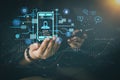 Ai technology. Business using network connection technology, share data, artificial intelligence by enter information command Royalty Free Stock Photo