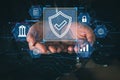 Ai technology. Business using network connection technology, share data, artificial intelligence by enter information command Royalty Free Stock Photo
