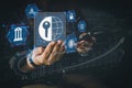 Ai technology. Business using network connection technology, share data, artificial intelligence by enter information command Royalty Free Stock Photo