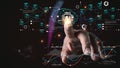 AI Technology. Businessman touch brain working data and Algorithm of Artificial Intelligence in the future business and coding Royalty Free Stock Photo