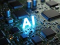 Ai technology on circuit board Royalty Free Stock Photo