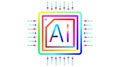 AI Technology Concept with Colorful Gradient and Black Outline Icons, Showcasing Modern Artificial Intelligence Solutions and Royalty Free Stock Photo