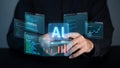 AI Technology Concept with Programmer and Virtual Interface Representing Data Analytics and Machine Learning Solutions for Royalty Free Stock Photo