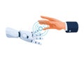 ai technology connected hands robot and human Royalty Free Stock Photo