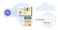 AI technology connecting data analytics with global cloud networking for business solutions Royalty Free Stock Photo
